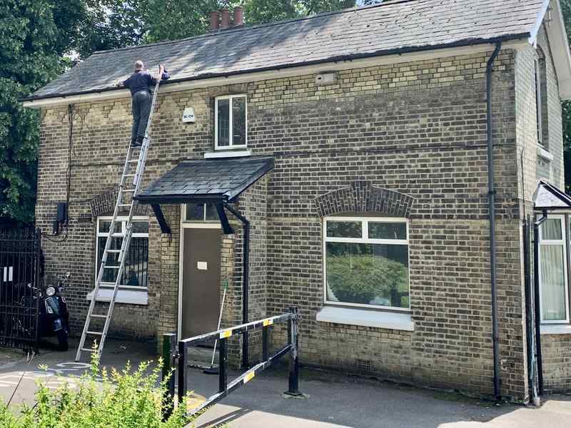 gutter on residential building cleaned in Belsize Park